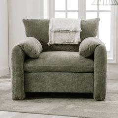 Accent Chairs for Living Room, Modern Upholstered Sofa Chair Comfy Chenille Armchair with Thick Cushion, Single Sofa/Side Chair