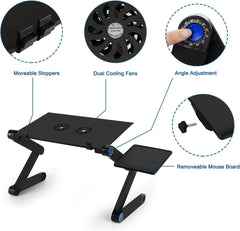 Adjustable Laptop Stand, Laptop Stand for Bed Portable Lap Desk Foldable Table Workstation Notebook Riser with Mouse Pad, Laptop