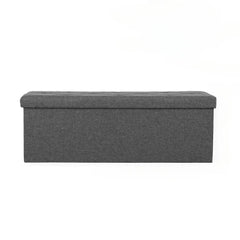 43" Storage Ottoman Bench – Large Hidden Chest Organizer, Comfortable Grey Fabric Footrest