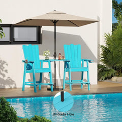 Tall Adirondack Chairs Set of 2, HDPS Patio Adirondack Chairs, Tall Balcony Chair with Connecting Tray, Bar Height Chairs with C