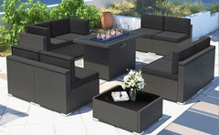 Patio Furniture Set  Fire Pit Table, Outdoor Sectional Wicker Conversation Sofa Sets  patio furniture  patio furniture set