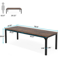 6.5FT Conference Table, 78.7 Inche Rectangle Meeting Seminar Table, Large Business Tables for 6-8 People