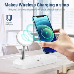 3 in 1 Magnetic Wireless Charger For iPhone 16 15 14 13 12 Fast Charging Station for Apple Watch 10 9 8 7 6 5 4 Airpods 2 3 Pro