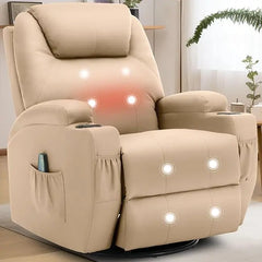 Recliner Chair, Rocking Chair with Massage and Heat, 360° Swivel Recliner Chairs, Rocker Manual Recliner with Remote Control