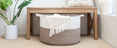 XXXLarge Jute Rope Basket 21.7" x 21.7" x 13.8" Woven Baby Laundry Basket for Blankets Toys