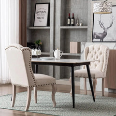 Dining Chairs Farmhouse Solid Wood Accent Chairs Side Host Kitchen Chair with Tufted Back for Dining Room Set of 2