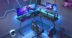 L Shaped Gaming Desk Corner Computer Desk, Home Office Desks Writing Workstation with Large Monitor Stand, Easy to Assemble
