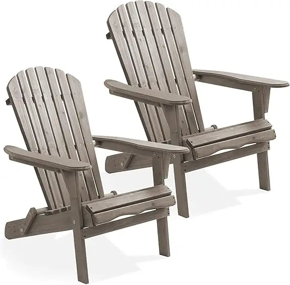 Folding Adirondack Chair, Set of 2 Cedar Wood Outdoor Fire Pit Lounge Chairs for Patio, Deck, Yard, Lawn and Garden Seating, Pa