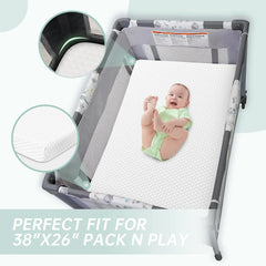 Pack and Play Mattress Pad,Dual-Sided Memory Foam Pack Mattresses,Portable Crib Mattress for Pack with Washable Removable Cover