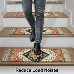 Carpet Stair Treads for Wooden Steps Set of 15, 30''X8'' Indoor Runner Resistant Rugs Rubber Safety Mats for Dogs