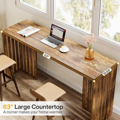 Bar Table, 63-Inch Counter Height Pub Table, Industrial Bar Height Table, Rectangular High Top Kitchen & Dining Count