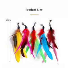 Funny Cat Interactive Toys  Feather Teaser Stick Retractable Three Section Fishing Rod Colorful Plush With Bells Pet Supplies