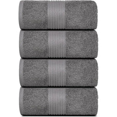 4 Pack Large Bath Towels (100% Cotton, 27x54 Inches) Plush Bath Towels - Luxurious, Dries Quickly, Super Absorbent