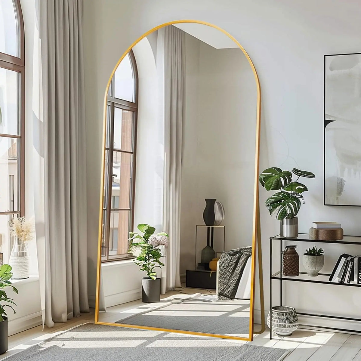 Full-length Mirror, 76.4 "x37" Black Oversized Tempered Floor Mirror with Stand, Full-length Vanity Mirror Suspended or Tilted,