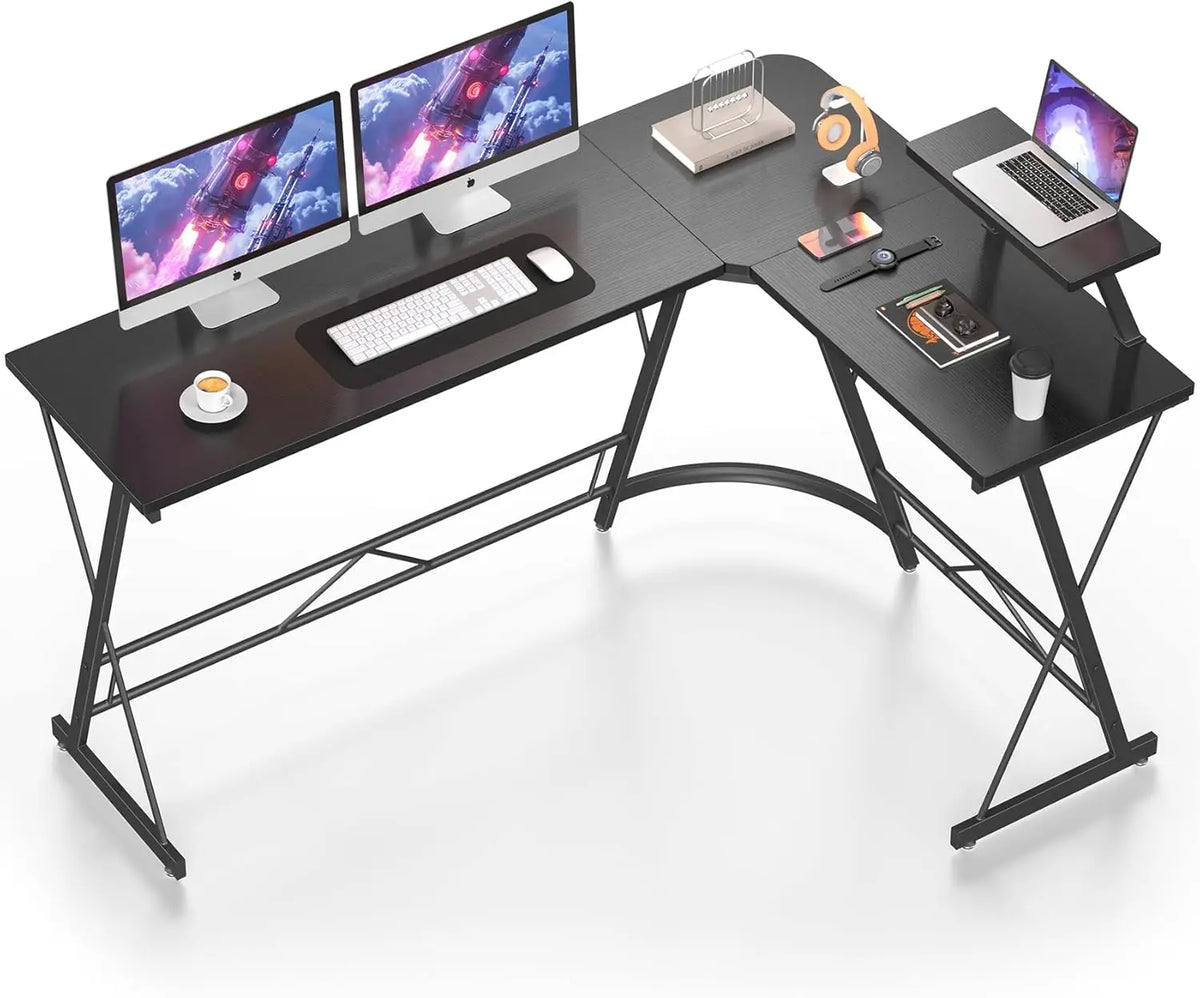 L Shaped Gaming Desk Corner Computer Desk, Home Office Desks Writing Workstation with Large Monitor Stand, Easy to Assemble