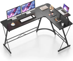L Shaped Gaming Desk Corner Computer Desk, Home Office Desks Writing Workstation with Large Monitor Stand, Easy to Assemble