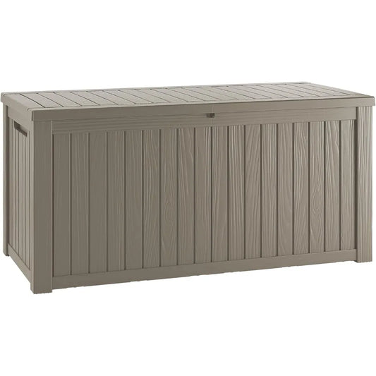 180 Gallon Lockable Resin Deck Box, Waterproof & UV-Resistant Outdoor Storage Box for Cushion & Delivery Storage, Coffee