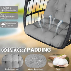 Egg Chair with Stand,Patio Rattan Wicker Hanging Swing Egg Chair Hammock Chair for Bedroom Porch Garden