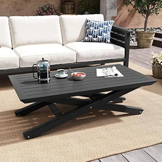 Lift Top Black Height Adjustable Aluminum with Wheels, Outdoor Tables