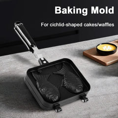 Double Fish Shaped Taiyaki Dessert Waffle Cake Maker Pan Non Stick Taiyaki Cooking Bakeware Aluminum Alloy Taiyaki Baking Pan