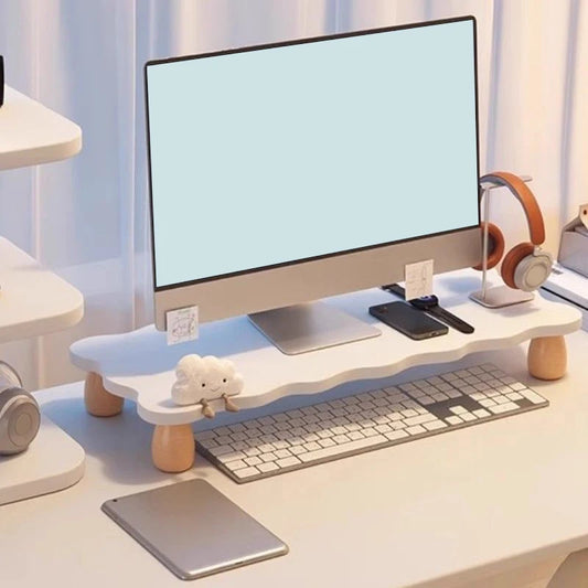 Wooden Desktop Computer Heightening Rack Comfortable Viewing Height Elevated Laptop Stand Space Saving