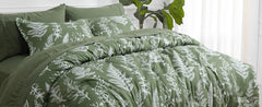 PHF 7 Pieces California King Bed in A Bag, Ultra Soft Comforter Set & Sheet Set, Reversible Botanical Bedding Set Include Comfor