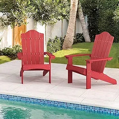 Adirondack Chairs Set of 4, White Poly Adirondack Chair, Modern Plastic Adirondack Fire Pit Chairs Weather Resistant for Patio,