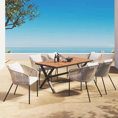 7 Piece Patio Dining Table Set, All-Weather Outdoor Furniture Set with Dining Table and Chairs for Garden, Backyard