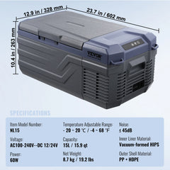 SucceBuy Car Refrigerator  12 Volt Car Refrigerator Fridge  37 L -4℉-68℉ 12/24V DC and 100-240V AC for Outdoor Camping and RV