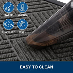 Front Door Mat Outside Entrance, Heavy Duty Outdoor Indoor Natural Rubber Doormat, Non Slip, Trap Dirt and Moisture, Easy Clean,