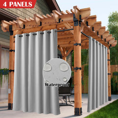 2/4PCS Waterproof Outdoor Curtains, UV Protection, Thermal Insulation, Sun Blocking, Grommet Top for Porch, Pergola, Cabana