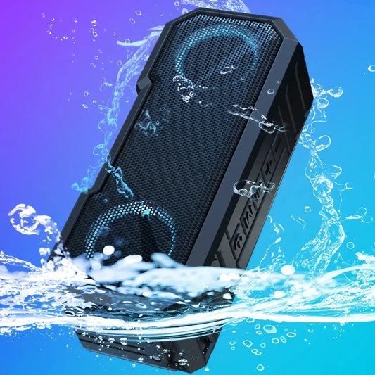 STONEGO Portable Bluetooth Speaker Wireless Flash Light Speaker TWS Bass Stereo IPX7 Waterproof Loudspeaker FM 12H Playtime