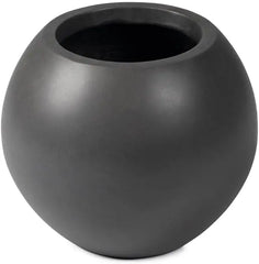 16" D Ceramic Indoor Outdoor Round Sphere Planter, Satin Ivory, Home Décor Evergreen Weather Resistant Modern Planter Pot