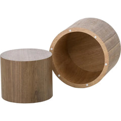 Walnut Nesting Coffee Table Set – 2-Piece Round Wooden Tables for Living Room & Small Spaces