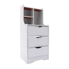 White Modern Style Nightstand Elegant Bedside Table Bedroom Furniture Cabinet With 3 Drawers