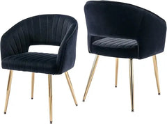 Modern Velvet Office & Dining Chair – Tufted Accent Armchair with Gold Metal Legs