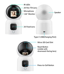 360° Smart Home Security Camera PTZ Auto Tracking Baby Monitor AI Panoramic HD Night Vision Indoor WiFi Surveillance Camera