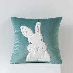 2Pcs Easter Rabbits Throw Pillow Cover 45x45cm Bunny Soft Cushion Case Plush Rabbit Embroidered Pillowcase for Sofa Home Decorat
