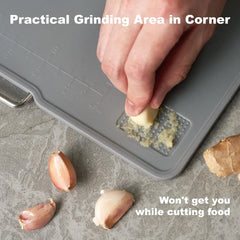 Plastic cutting board with grinding area and measuring function, cutting board for the kitchen, dishwasher safe, set of 3