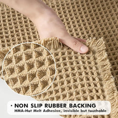 Set of 2 Waffle Bathroom Rugs Non Slip Washable Ultra Absorbent Runner Mats Comfortable Soft Bath Floor Mats