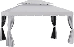 10 'x 13' terrace pavilion, outdoor pavilion sunshade with mesh and curtains, suitable for gardens