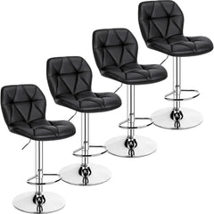 Bar Stools Set of 4, Adjustable PU Leather Swivel Barstools, Modern Counter Stools with Back and Footrest