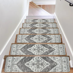 Carpet Stair Treads for Wooden Steps Set of 15, 30''X8'' Indoor Runner Resistant Rugs Rubber Safety Mats for Dogs