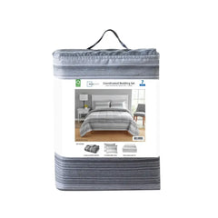 Grey Ombre Stripe Comforter Set Bed in a Bag Reversible Polyester King Twin Full Queen Soft Cozy Matching Pillow Shams Sheet