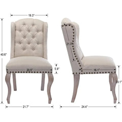 Dining Chairs Farmhouse Solid Wood Accent Chairs Side Host Kitchen Chair with Tufted Back for Dining Room Set of 2