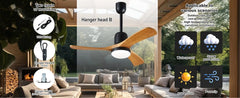 Outdoor Gazebo Fan,36 Inch,Moisture Resistant Outdoor Ceiling Fan with Dimmable Light,Memory Remote,Outdoors Ceiling Fan Lights