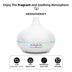 For Home 550ml Wood Grain Essential Oil Diffuser  Ultrasonic Aromatherapy Humidifier with Remote  6 Essential Oils  Auto Shut Of