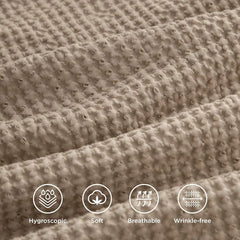 Cotton Duvet Cover King - 100% Cotton Waffle Weave Coconut White Duvet Cover King Size, GentleSoft™ and Breathable Bedding Set