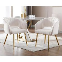 Modern Velvet Office & Dining Chair – Tufted Accent Armchair with Gold Metal Legs