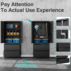 Locking Steel Storage Cabinet with Doors and Shelves,71" Office File Cabinets for Home Office,Warehouse,Garage,School